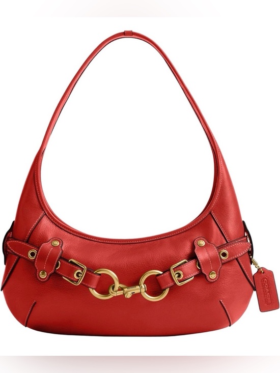 Coach Handbags - ❤️Coach Pre Owned Poppy Red Leather Belted Ergo Shoulder Bag with Brass Hardware